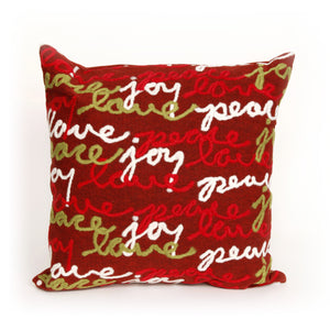 Liora Manne Visions III Peace Love Joy Indoor Outdoor Decorative Pillow Red