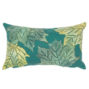 Liora Manne Visions IV Leaf Toss Indoor Outdoor Decorative Pillow Forest Green