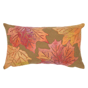 Liora Manne Visions IV Leaf Toss Indoor Outdoor Decorative Pillow Flame Caramel