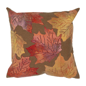 Liora Manne Visions IV Leaf Toss Indoor Outdoor Decorative Pillow Flame Caramel