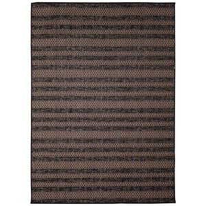 Liora Manne Avena Mosaic Stripe Indoor Outdoor Area Rug Midnight