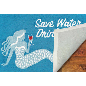 Liora Manne Frontporch Save Water Drink Wine Indoor Outdoor Area Rug Ocean