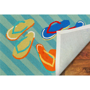 Liora Manne Frontporch Flip Flops Indoor Outdoor Area Rug Blue