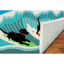 Load image into Gallery viewer, Liora Manne Frontporch Surfing Dogs Indoor Outdoor Area Rug Ocean