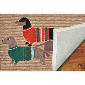 Liora Manne Frontporch Holiday Hounds Indoor Outdoor Area Rug Neutral