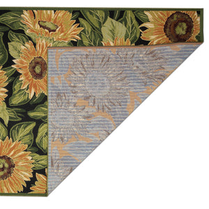 Liora Manne Marina Sunflowers Indoor Outdoor Area Rug Black