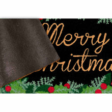 Load image into Gallery viewer, Liora Manne Natura Merry Christmas Holly Outdoor Door Mat Black 1&#39;6&quot; x 2&#39;6&quot;