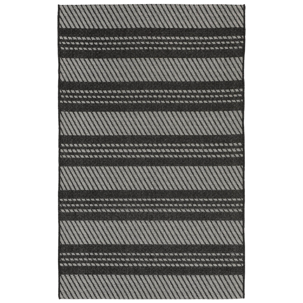 Liora Manne Belmont Horizontal Stripe Indoor Outdoor Area Rug Charcoal