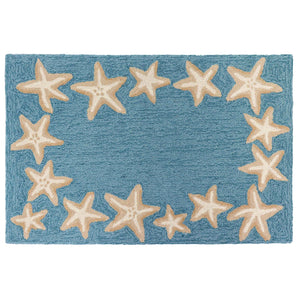 Liora Manne Capri Starfish Border Indoor Outdoor Area Rug Aqua