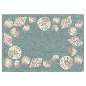 Liora Manne Capri Seashell Border Indoor Outdoor Area Rug Aqua