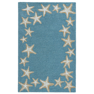 Liora Manne Capri Starfish Border Indoor Outdoor Area Rug Aqua