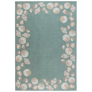 Liora Manne Capri Seashell Border Indoor Outdoor Area Rug Aqua