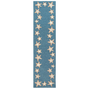 Liora Manne Capri Starfish Border Indoor Outdoor Area Rug Aqua