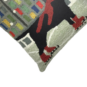 Liora Manne Frontporch Holiday Ice Dog Indoor Outdoor Decorative Pillow Red