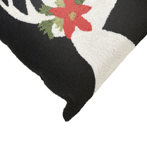 Liora Manne Frontporch Reindeer Indoor Outdoor Decorative Pillow Black