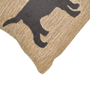 Liora Manne Frontporch Christmas Dog Indoor Outdoor Decorative Pillow Neutral