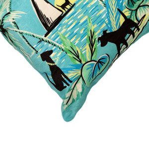 Liora Manne Illusions Aloha Dogs Indoor Outdoor Decorative Pillow Sunrise