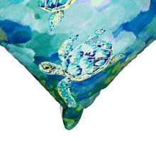 Load image into Gallery viewer, Liora Manne Illusions Tulum Turtles Indoor Outdoor Pillow Sea