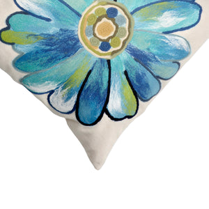 Liora Manne Visions III Daisy Indoor Outdoor Decorative Pillow Aqua