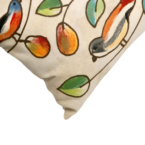Liora Manne Visions III Song Birds Indoor Outdoor Decorative Pillow Cream