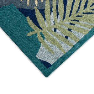 Liora Manne Capri Patchwork Palms Indoor Outdoor Area Rug Navy