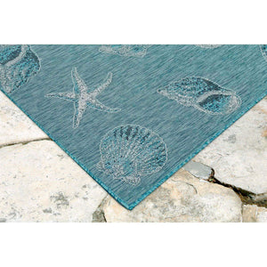 Liora Manne Carmel Shells Indoor Outdoor Area Rug Aqua