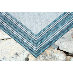 Liora Manne Carmel Multi Border Indoor Outdoor Area Rug Aqua