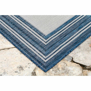 Liora Manne Carmel Multi Border Indoor Outdoor Area Rug Navy
