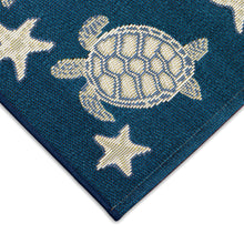 Load image into Gallery viewer, Liora Manne Esencia Turtle And Stars Indoor Outdoor Mat Navy