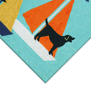 Liora Manne Frontporch Sailing Dog Indoor Outdoor Area Rug Blue