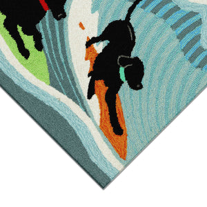 Liora Manne Frontporch Surfing Dogs Indoor Outdoor Area Rug Ocean
