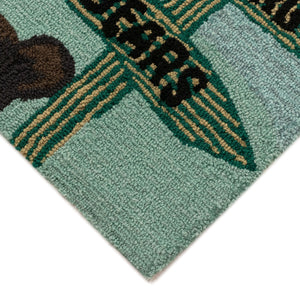 Liora Manne Frontporch Fishing Bears Indoor Outdoor Area Rug Green
