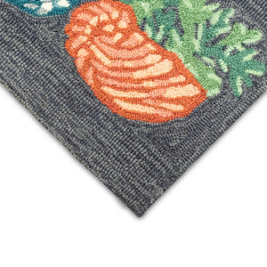 Liora Manne Frontporch Happy Plant Indoor Outdoor Rug Navy