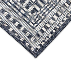Liora Manne Malibu Etched Border Indoor Outdoor Area Rug Navy