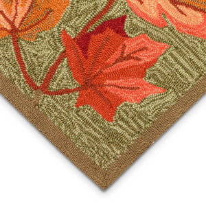 Liora Manne Ravella Falling Leaves Border Indoor Outdoor Area Rug Moss
