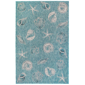 Liora Manne Carmel Shells Indoor Outdoor Area Rug Aqua