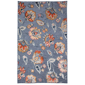 Liora Manne Canyon Ornamental Flower Indoor Outdoor Area Rug Navy