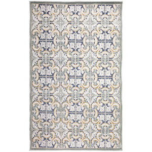 Liora Manne Canyon Floral Tile Indoor Outdoor Area Rug Navy