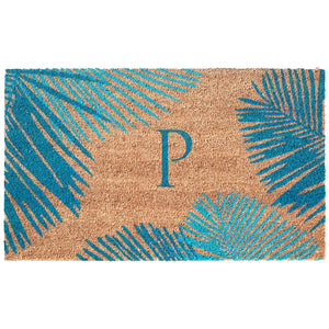 Liora Manne Dwell Vine Outdoor Monogrammed Doormat with Blue Letters