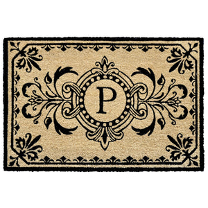 Liora Manne Dwell Vine Outdoor Monogrammed Doormat with Black Letters