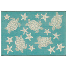 Load image into Gallery viewer, Liora Manne Esencia Turtle And Stars Indoor Outdoor Area Mat Aqua
