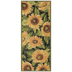 Liora Manne Marina Sunflowers Indoor Outdoor Area Rug Black