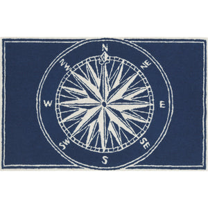 Liora Manne Frontporch Compass Indoor Outdoor Area Rug Navy