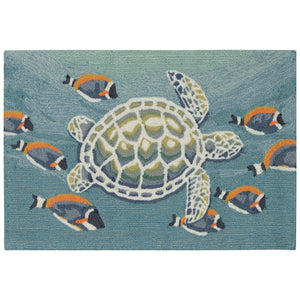 Liora Manne Frontporch Turtle And Fish Indoor Outdoor Rug Ocean