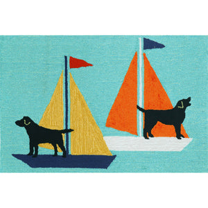 Liora Manne Frontporch Sailing Dog Indoor Outdoor Area Rug Blue