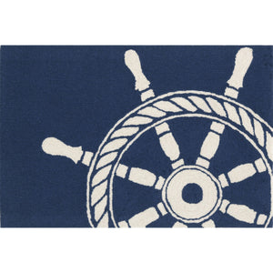 Liora Manne Frontporch Ship Wheel Indoor Outdoor Area Rug Navy