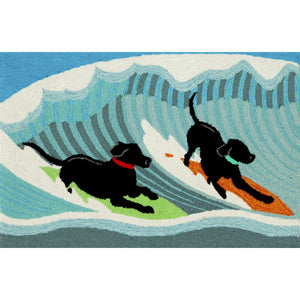 Liora Manne Frontporch Surfing Dogs Indoor Outdoor Area Rug Ocean