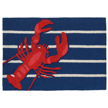 Load image into Gallery viewer, Liora Manne Frontporch Lobster on Stripes Indoor Outdoor Area Rug Navy