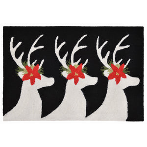 Liora Manne Frontporch Reindeer Indoor Outdoor Area Rug Black