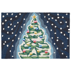 Liora Manne Frontporch Xmas Tree Indoor Outdoor Area Rug Midnight